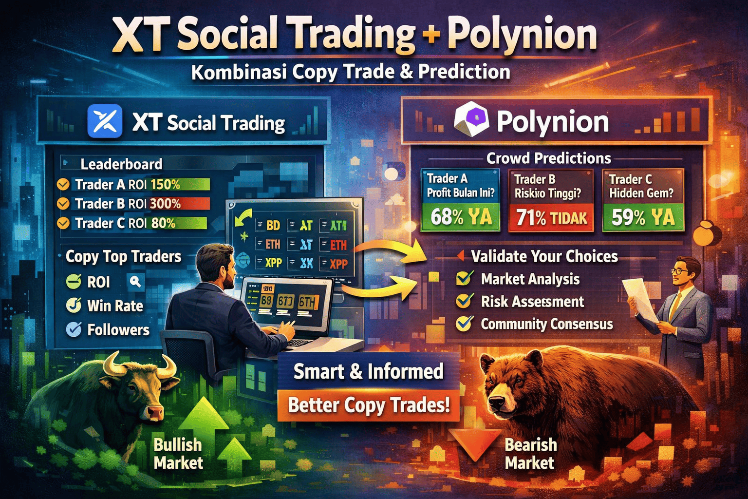 XT social trading dan validasi copy trade menggunakan prediksi Polynion